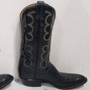 Tony Lama 8022 Size 10AA Black Lizard Cowboy/Western Boots